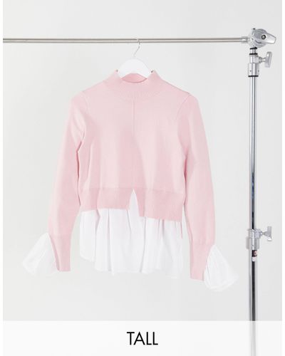 New Look 2 In 1 Jumper With Undershirt Detail In Light - Pink