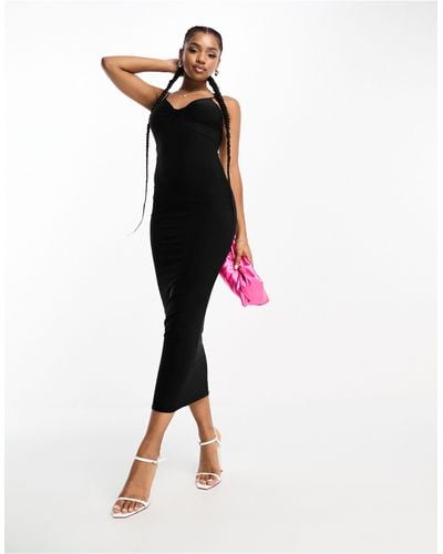 In The Style Slinky Bodycon Maxi Cami Dress - Black