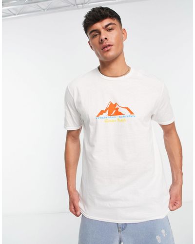 New Look T-shirt Met Bergprint - Wit