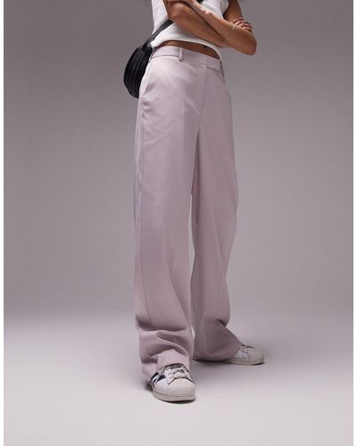 TOPSHOP Straight Slouch Pants With Patch Pocket - Purple