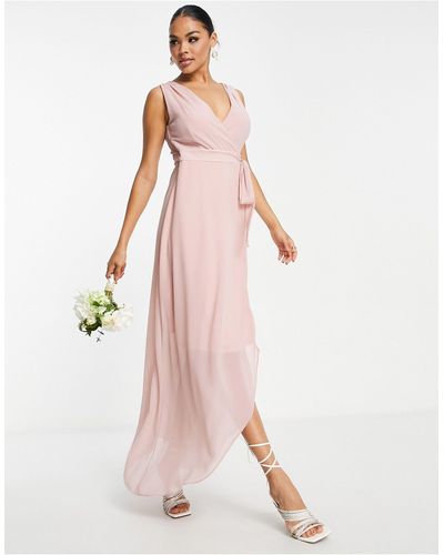 TFNC London Bruidsmeisjes - Maxi-jurk Van Chiffon Met Overslag - Roze