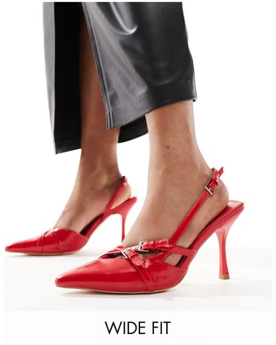 Public Desire Smoosh - scarpe con tacco e cinturino frontale rosse - Nero