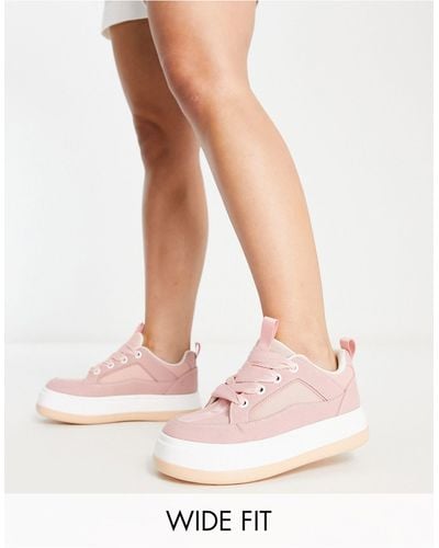 ASOS Wide Fit Dakota Skater Sneakers With Oversized Laces - White