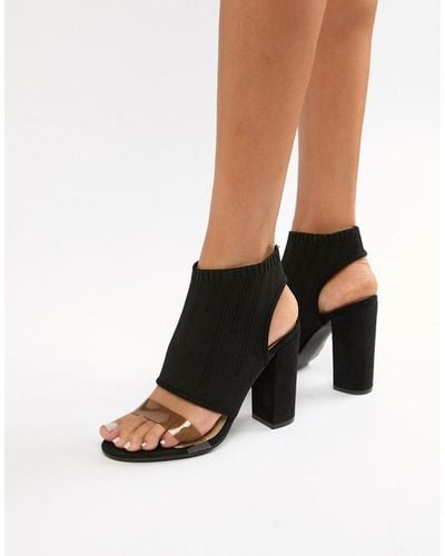 PrettyLittleThing Clear Strap Cut Out Block Heeled Sandals In Black