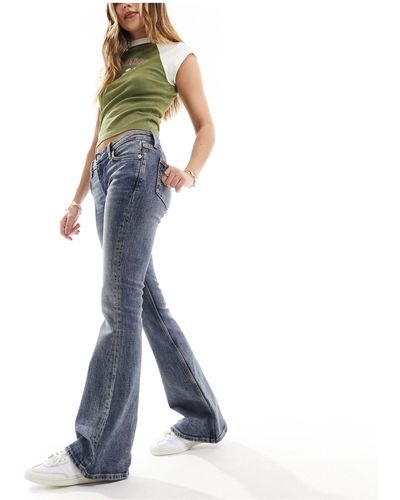 Weekday Flame - jeans a zampa a vita bassa - Blu