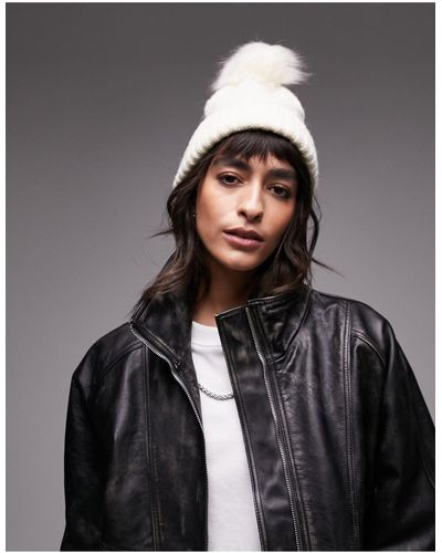 TOPSHOP Cable Pom Beanie - Black