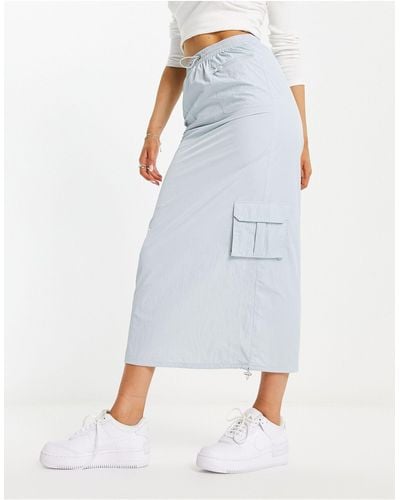 Daisy Street Maxi Length Cargo Skirt - Blue