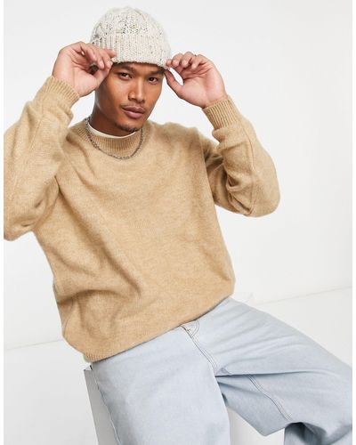 ASOS Fluffy Knitted Crew Neck Sweater - White