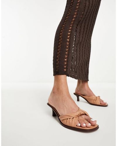 ASOS Hither Twist Detail Mid Heeled Mules - Brown