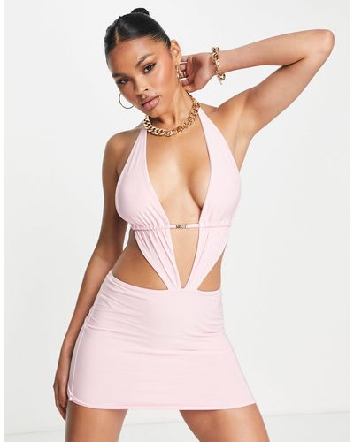 Missy Empire Vestido corto rosa ceñido con detalle