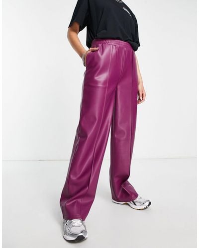 ASOS Straight Faux Leather jogger Trousers - Purple