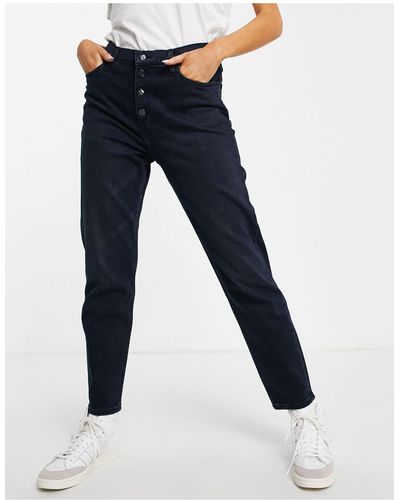 Calvin Klein Mom Jeans Met Zichtbare Knoopsluiting - Zwart