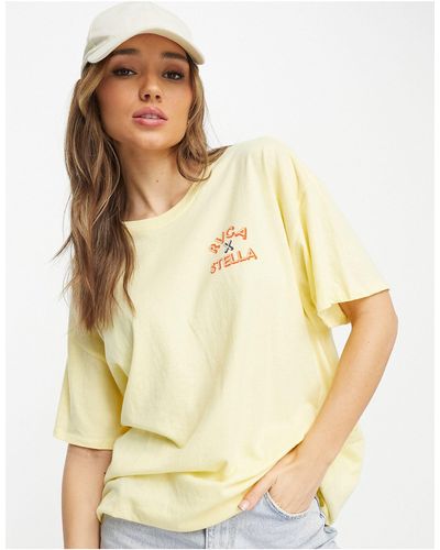 RVCA X stella - cherub boy - t-shirt boyfriend oversize gialla - Giallo