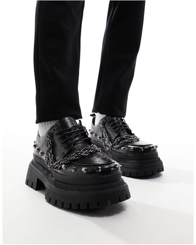 ASOS Chaussures à lacets chunky avec détail métallique argenté - Noir