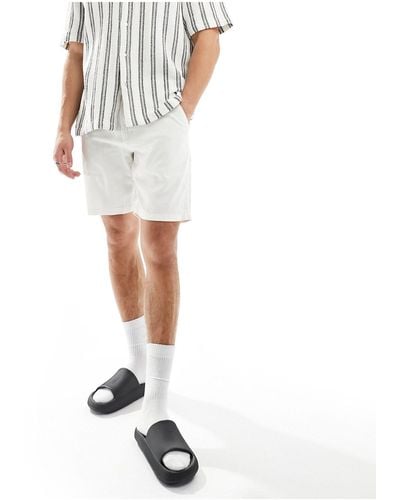 SELECTED – shorts aus leinenmix - Weiß