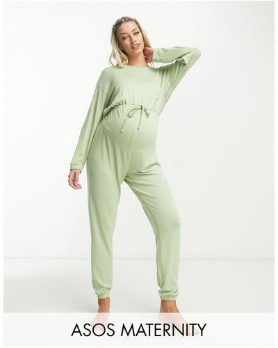 ASOS Asos Design Maternity Lounge Super Soft Jumpsuit - Green