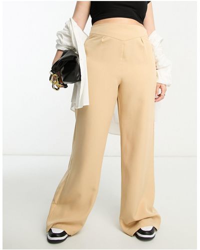 UNIQUE21 Plus - pantalon d'ensemble ajusté à taille haute - beige - Neutre