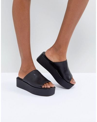 Vagabond Shoemakers Bonnie Black Leather Platform Slides