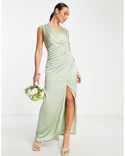 Liquorish – bridesmaid – maxikleid aus satin - Grün