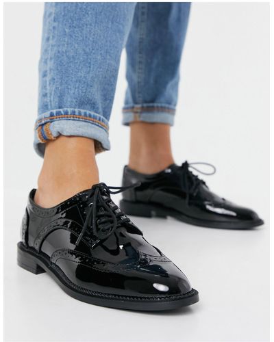 ASOS More Flat Lace Up Shoes - Black