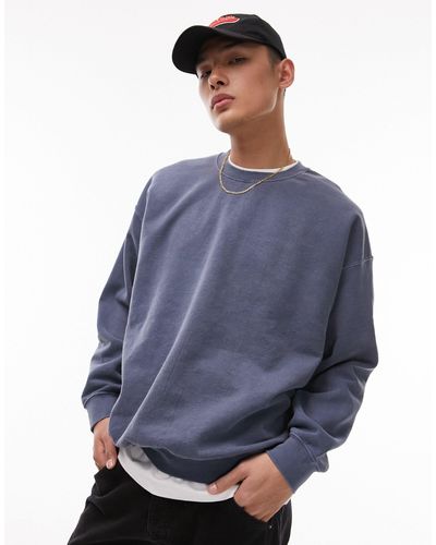 TOPMAN – vintage-sweatshirt - Blau