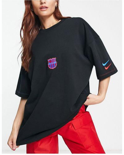 Nike Football Camiseta negra extragrande con diseño del barcelona fc - Negro