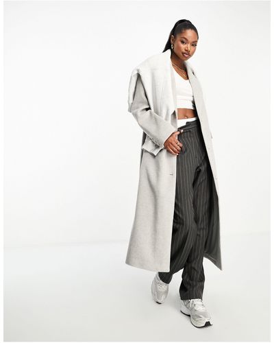 4th & Reckless Longline Wool Look Formal Coat - White