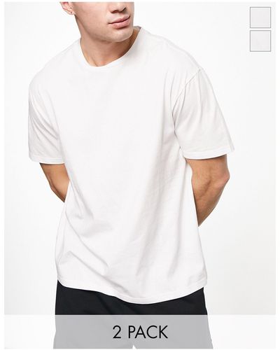 Another Influence – 2er-pack kastenförmige t-shirts - Weiß