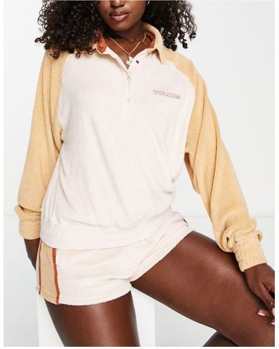Volcom Mioumeow Towelling Long Sleeve Sweater Co-ord - Natural