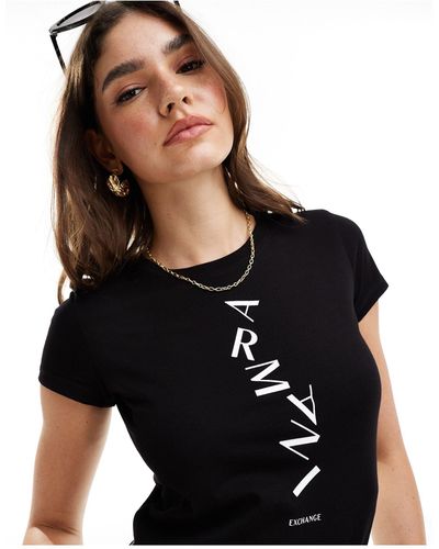 Armani Exchange – schmal geschnittenes t-shirt - Schwarz