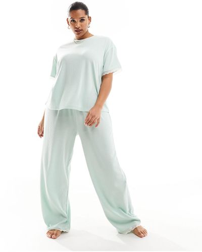 ASOS Asos design curve – exklusiver pyjama aus t-shirt und hose - Weiß