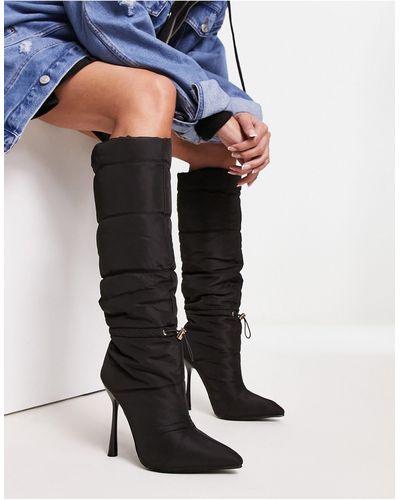 SIMMI Simmi London Anouk Padded Stiletto Knee High Boots - Black