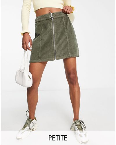 Miss Selfridge Petite Corduroy Zip Through Mini Skirt - Green