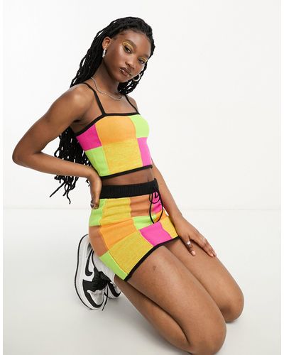 ASOS Minifalda con estampado patchwork - Multicolor