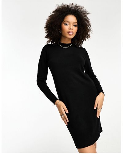 Object Knitted High Neck Sweater Mini Dress - Black