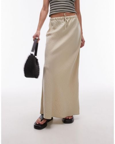 TOPSHOP Casual Twill Drawstring Skirt - Natural