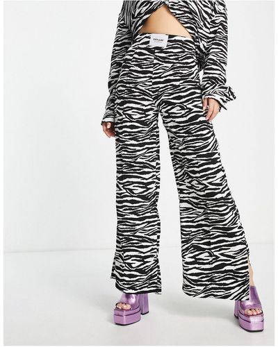Sixth June Co-ord Zebra Print Wide Leg Trousers - Black