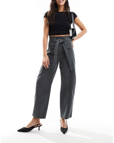 & Other Stories Paperbag Waist Curved Leg Pants - Black