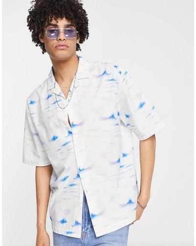 TOPMAN Revere Shirt With Ink Print - White