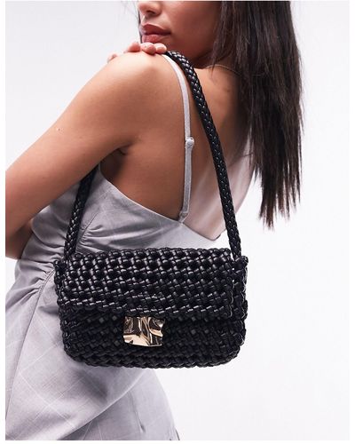TOPSHOP Faith Crochet Shoulder Bag With Hardware - Black