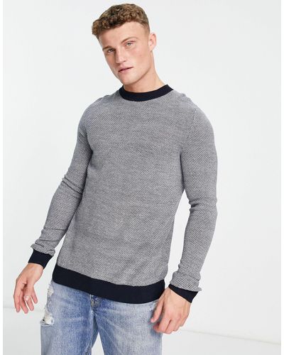 Jack & Jones Originals Textured Crew Neck Sweater - Gray