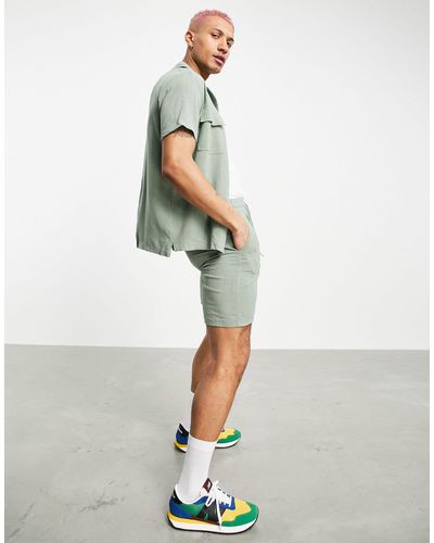 Jameson Carter Granville Textured Woven Shorts - Green