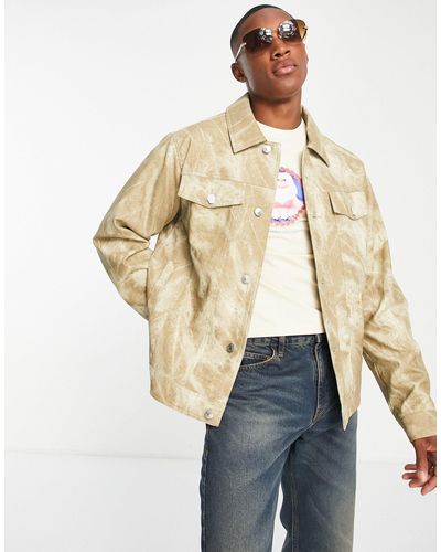 TOPMAN Distressed Faux Leather Western Jacket - Natural