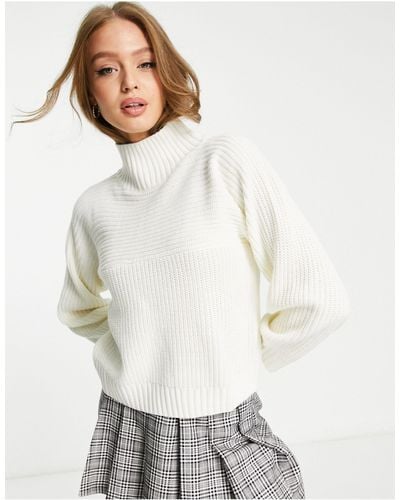 Monki Libby High Neck Sweater - White