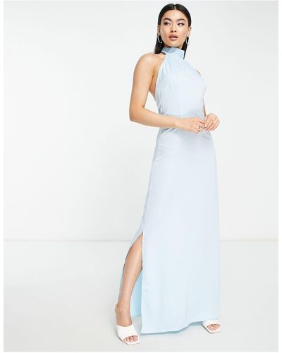 UNIQUE21 Tie Neck Split Hem Maxi Dress - White