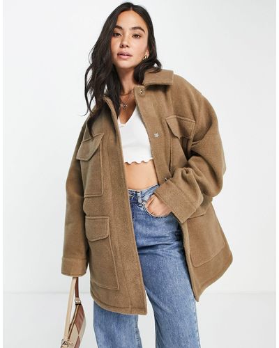 ASOS Oversized Shacket Met Textuur En Vier Zakken - Bruin