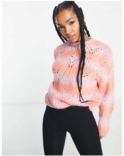 Pimkie Ombre Textured Pointelle Jumper - Pink