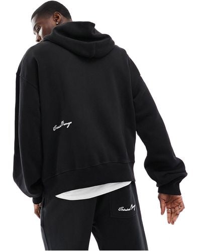 Criminal Damage Heavy Pullover Boxy Fit Hoodie - Black