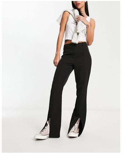 Pimkie High Waisted Split Detail Flared Trousers - Black