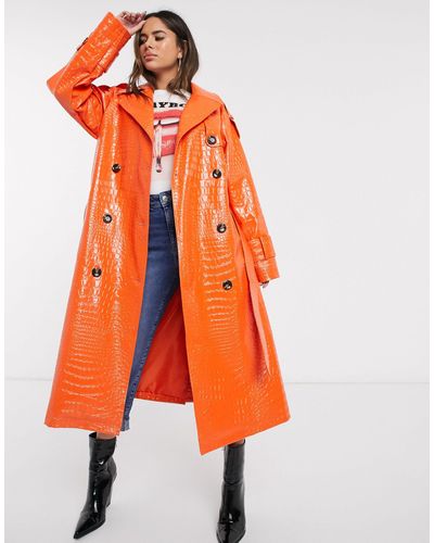 ASOS Trench-coat oversize aspect croco - Orange
